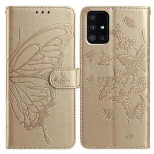 For Samsung Galaxy A51 Butterfly Flutter Pattern Embossed Leather Phone Case(Gold)