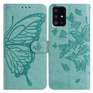 For Samsung Galaxy A51 Butterfly Flutter Pattern Embossed Leather Phone Case(Green)