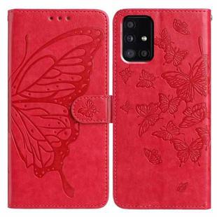 For Samsung Galaxy A51 Butterfly Flutter Pattern Embossed Leather Phone Case(Red)