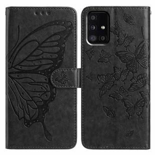 For Samsung Galaxy A51 Butterfly Flutter Pattern Embossed Leather Phone Case(Black)