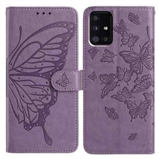 For Samsung Galaxy A51 Butterfly Flutter Pattern Embossed Leather Phone Case(Purple)
