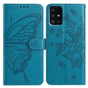 For Samsung Galaxy A51 Butterfly Flutter Pattern Embossed Leather Phone Case(Blue)