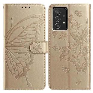For Samsung Galaxy A52 Butterfly Flutter Pattern Embossed Leather Phone Case(Gold)