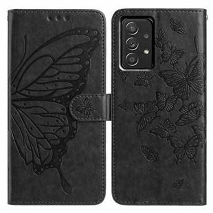 For Samsung Galaxy A52 Butterfly Flutter Pattern Embossed Leather Phone Case(Black)