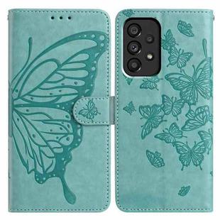 For Samsung Galaxy A53 Butterfly Flutter Pattern Embossed Leather Phone Case(Green)