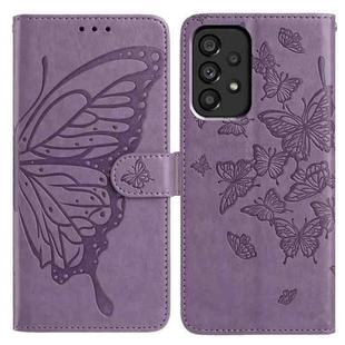For Samsung Galaxy A53 Butterfly Flutter Pattern Embossed Leather Phone Case(Purple)