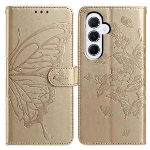 For Samsung Galaxy A55 Butterfly Flutter Pattern Embossed Leather Phone Case(Gold)