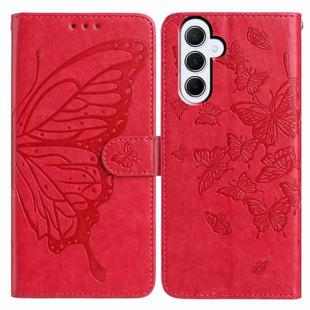 For Samsung Galaxy A55 Butterfly Flutter Pattern Embossed Leather Phone Case(Red)