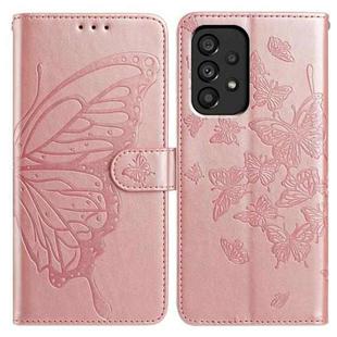 For Samsung Galaxy A72 Butterfly Flutter Pattern Embossed Leather Phone Case(Rose Gold)