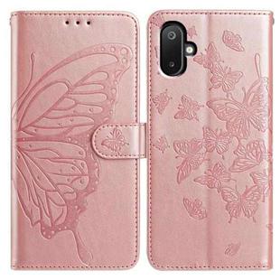 For Samsung Galaxy M05 Butterfly Flutter Pattern Embossed Leather Phone Case(Rose Gold)