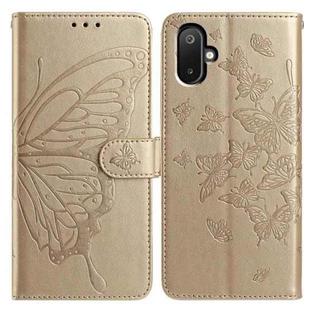 For Samsung Galaxy M05 Butterfly Flutter Pattern Embossed Leather Phone Case(Gold)