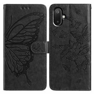 For Samsung Galaxy M05 Butterfly Flutter Pattern Embossed Leather Phone Case(Black)