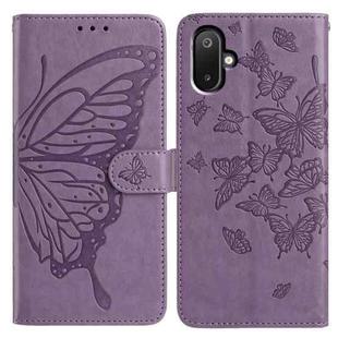For Samsung Galaxy M05 Butterfly Flutter Pattern Embossed Leather Phone Case(Purple)
