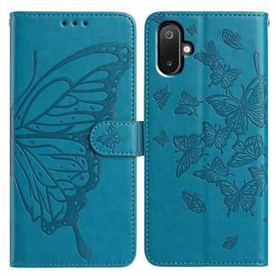 For Samsung Galaxy M05 Butterfly Flutter Pattern Embossed Leather Phone Case(Blue)