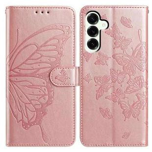 For Samsung Galaxy M16 Butterfly Flutter Pattern Embossed Leather Phone Case(Rose Gold)