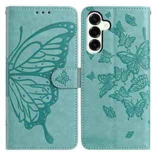 For Samsung Galaxy M16 Butterfly Flutter Pattern Embossed Leather Phone Case(Green)