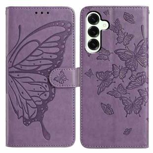 For Samsung Galaxy M16 Butterfly Flutter Pattern Embossed Leather Phone Case(Purple)