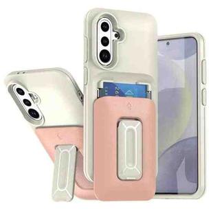 For Samsung Galaxy A36 / A56 5G Sliding Card Holder Integrated Phone Case with Kickstand(Beige Pink)