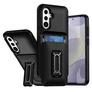 For Samsung Galaxy A36 / A56 5G Sliding Card Holder Integrated Phone Case with Kickstand(Black)