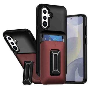 For Samsung Galaxy A36 / A56 5G Sliding Card Holder Integrated Phone Case with Kickstand(Black Red)