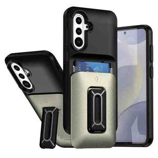 For Samsung Galaxy A36 / A56 5G Sliding Card Holder Integrated Phone Case with Kickstand(Black Gold)