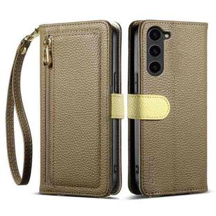 For Samsung Galaxy S23 5G ESEBLE E11 Colorful Litchi Pattern Zipper Wallet Leather Phone Case(Amber Brown)