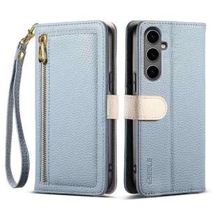 For Samsung Galaxy S24+ 5G ESEBLE E11 Colorful Litchi Pattern Zipper Wallet Leather Phone Case(Sky Blue)