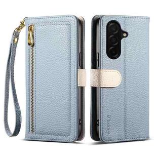 For Samsung Galaxy S25 FE 5G ESEBLE E11 Colorful Litchi Pattern Zipper Wallet Leather Phone Case(Sky Blue)
