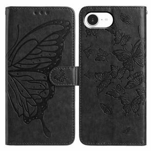 For iPhone 16e Butterfly Flutter Pattern Embossed Leather Phone Case(Black)