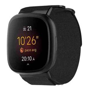 For Fitbit Versa 4 / 3 / Sense 2 / 1 xDfind Quick Release Nylon Hook And Loop Fastener Buckle Watch Band(Black)