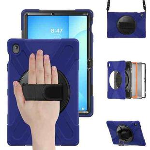 For Samsung Galaxy Tab S10 FE+ Rotatable Kickstand Grip Heavy Duty Hard Rugged Tablet Case(Navy Blue)