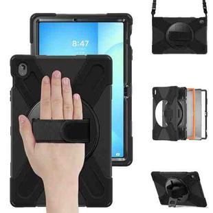 For Samsung Galaxy Tab S10 FE+ Rotatable Kickstand Grip Heavy Duty Hard Rugged Tablet Case(Black)