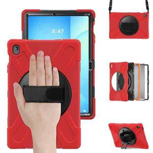 For Samsung Galaxy Tab S10 FE+ Rotatable Kickstand Grip Heavy Duty Hard Rugged Tablet Case(Red)