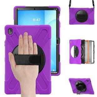 For Samsung Galaxy Tab S10 FE+ Rotatable Kickstand Grip Heavy Duty Hard Rugged Tablet Case(Purple)