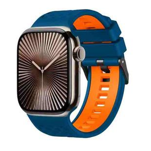 For Apple Watch 46mm / 49mm / 45mm / 44mm Diamond Texture Two Color Silicone Watch Band(Royal Blue Orange)
