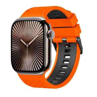 For Apple Watch 46mm / 49mm / 45mm / 44mm Diamond Texture Two Color Silicone Watch Band(Orange Black)