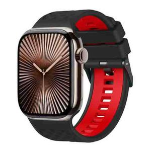 For Apple Watch 46mm / 49mm / 45mm / 44mm Diamond Texture Two Color Silicone Watch Band(Black Red)