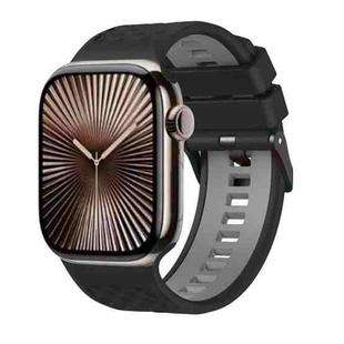 For Apple Watch 46mm / 49mm / 45mm / 44mm Diamond Texture Two Color Silicone Watch Band(Black Grey)