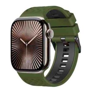 For Apple Watch 46mm / 49mm / 45mm / 44mm Diamond Texture Two Color Silicone Watch Band(Army Green Black)