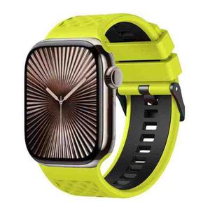 For Apple Watch 46mm / 49mm / 45mm / 44mm Diamond Texture Two Color Silicone Watch Band(Green Black)