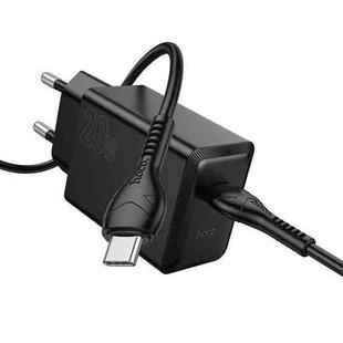 hoco N68 PD20W Type-C Single Port Charger with 1m 60W Type-C to Type-C Data Cable, Specification:EU Plug(Black)