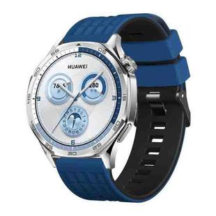 22mm Angular Two Color Silicone Watch Band(Royal Blue Black)