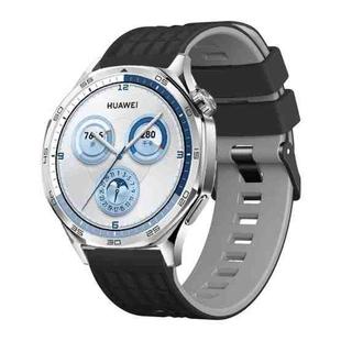 22mm Angular Two Color Silicone Watch Band(Black Grey)