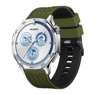 22mm Angular Two Color Silicone Watch Band(Army Green Black)