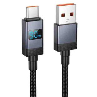 hoco X118 Generous 1m 60W Fast Charging Data Cable with Display, Interface:USB to Type-C(Black)