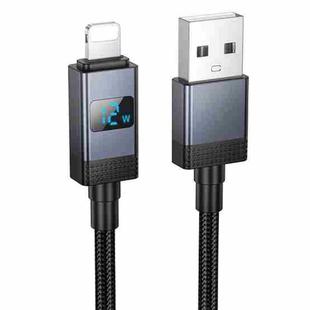 hoco X118 Generous 1m 60W Fast Charging Data Cable with Display, Interface:USB to 8 Pin(Black)