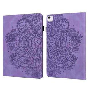 For iPad Air 13 2025 / 2024 Peacock Embossed Pattern Leather Tablet Case(Purple)