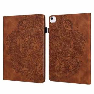 For iPad Air 13 2025 / 2024 Peacock Embossed Pattern Leather Tablet Case(Brown)