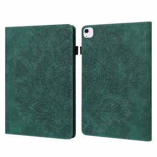 For iPad Air 13 2025 / 2024 Peacock Embossed Pattern Leather Tablet Case(Green)