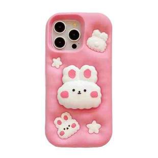 For iPhone 11 Pro Max Cartoon Cute Rabbit Stand Phone Case(Pink)